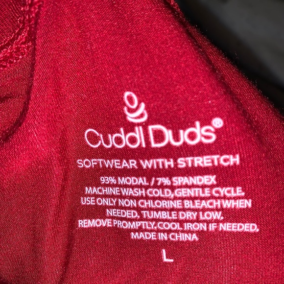 Cuddl Duds Red Cowl Neck Long Sleeve, L - Picture 2 of 3